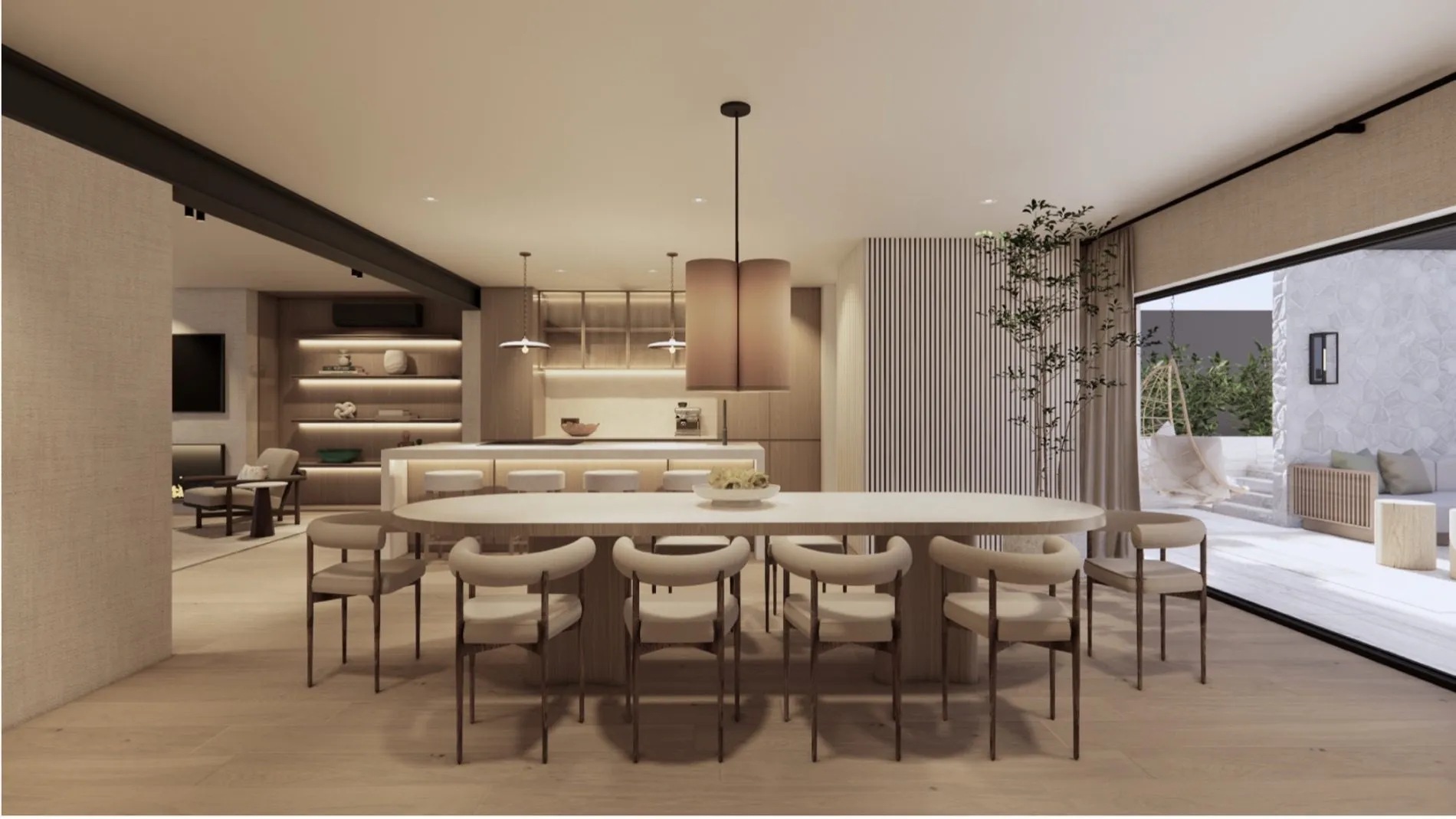 Lumara villa kitchen and ten-seat oval dining table, Cape Town
